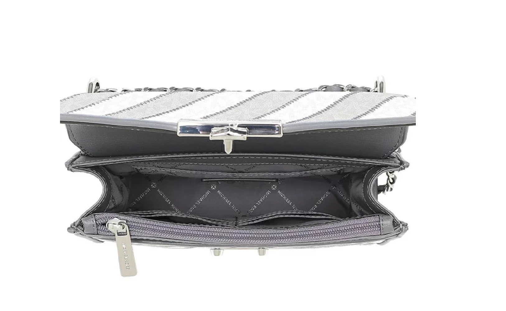MICHAEL KORS ROSE 35F0SX0L2L MEDIUM FLAP SHOULDER BAG PVC LEATHER Pearl Grey Multi MICHAEL KORS ROSE 35F0SX0L2L MEDIUM FLAP SHOULDER BAG PVC LEATHER Pearl Grey Multi